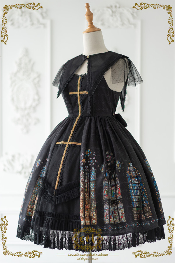 CEL -The Holy Cross- Classic Lolita JSK Dress with Detachable Collar(Front Open Version)