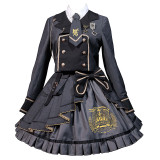 Pinky Winky -Army- Ouji Military Lolita Short Jacket, Skirt and Accessories Full Set