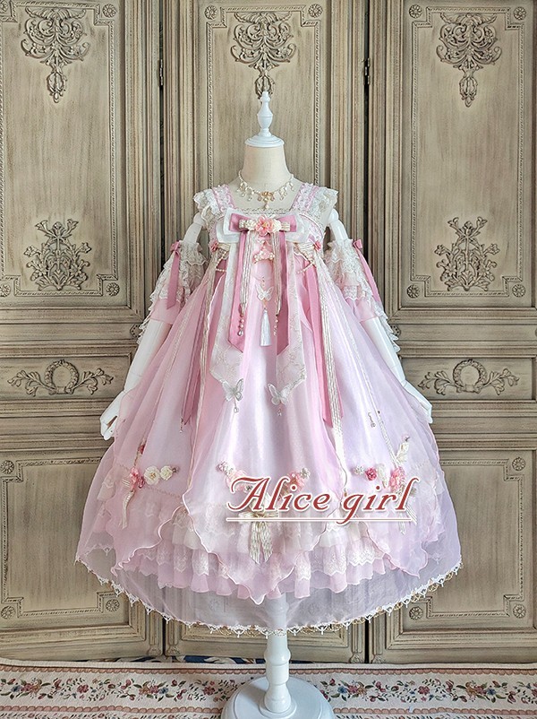 US$ 82.99 - Alice Girl -Butterfly Word- Qi High Waist Lolita JSK -  m.lolitaknot.com