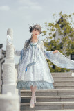 Fantastic Wind -Blooming Flower- Qi Lolita Off Shoulder Sleeves OP Dress(A Shape Version)