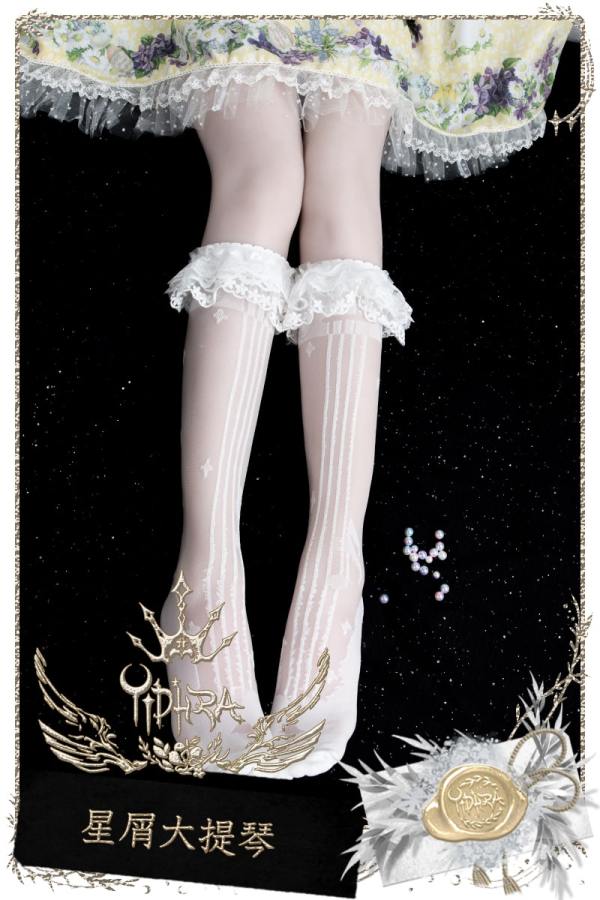 Yidhra -Stardust Cello- 40cm Long Shank Length Lolita Socks for Summer