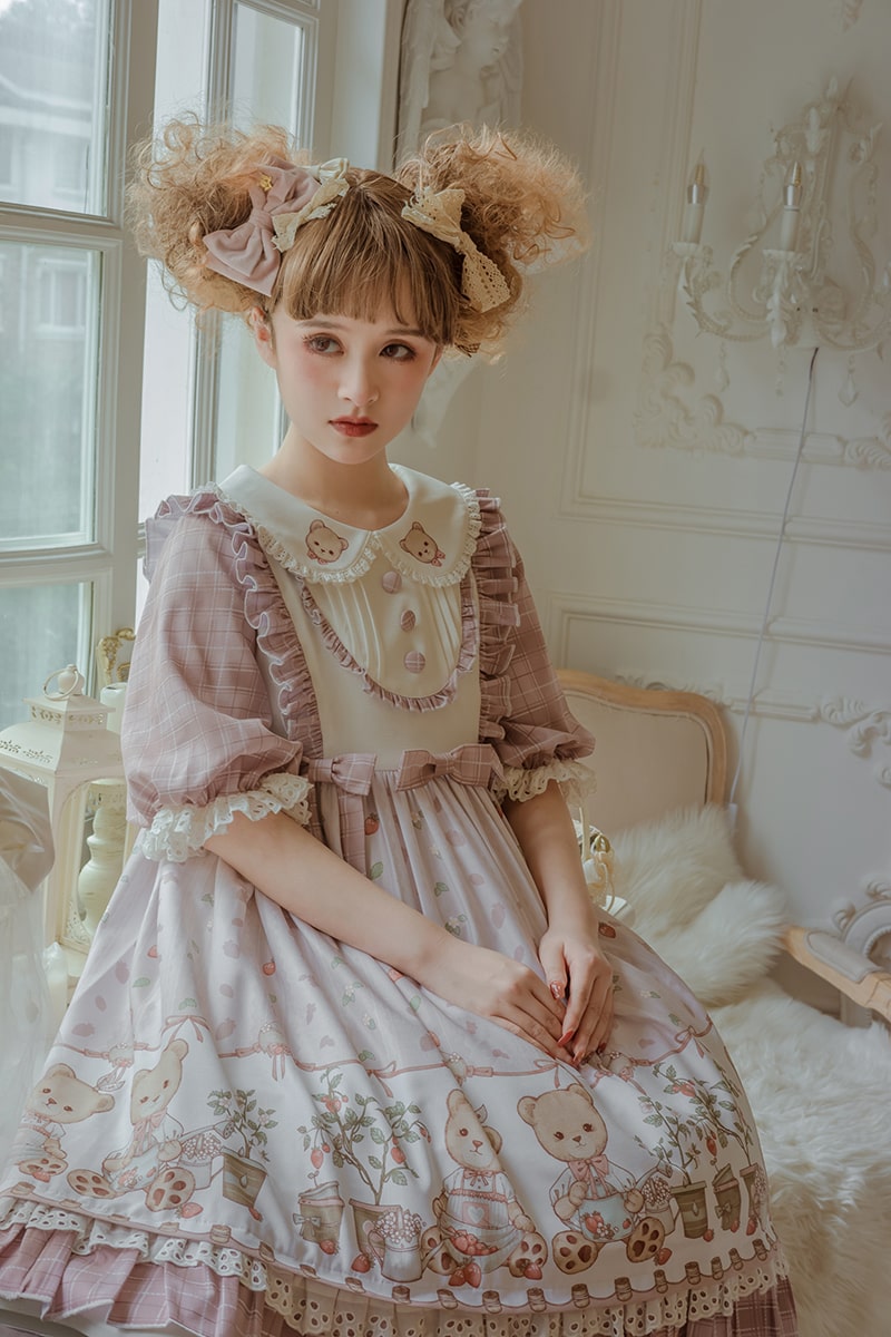 US$ 66.99 - Puppet Bear and Strawberry Garden Sweet High Waist Lolita ...