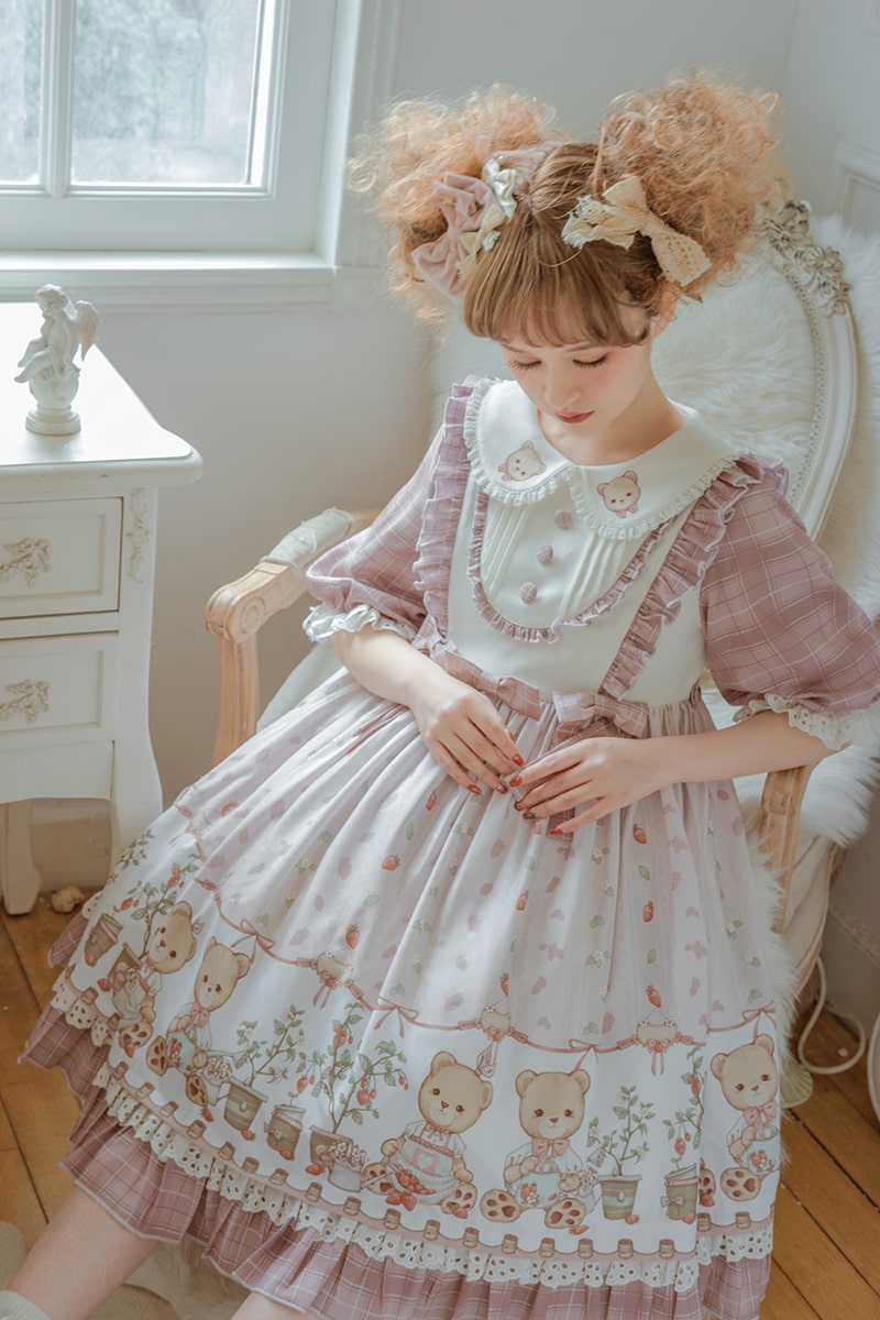 US$ 66.99 - Puppet Bear and Strawberry Garden Sweet High Waist Lolita ...