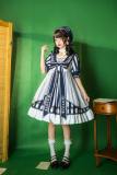 Lingxi -Candy Academy- Sweet Sailor Embroidery High Waist Lolita OP Dress