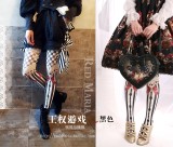 Red Maria -Chessboard Printed Lolita Tights for Spring and Autumn