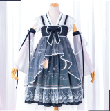 The Moon in the Sky Qi Lolita JSK,Blouse and Detachable Sleeves Set