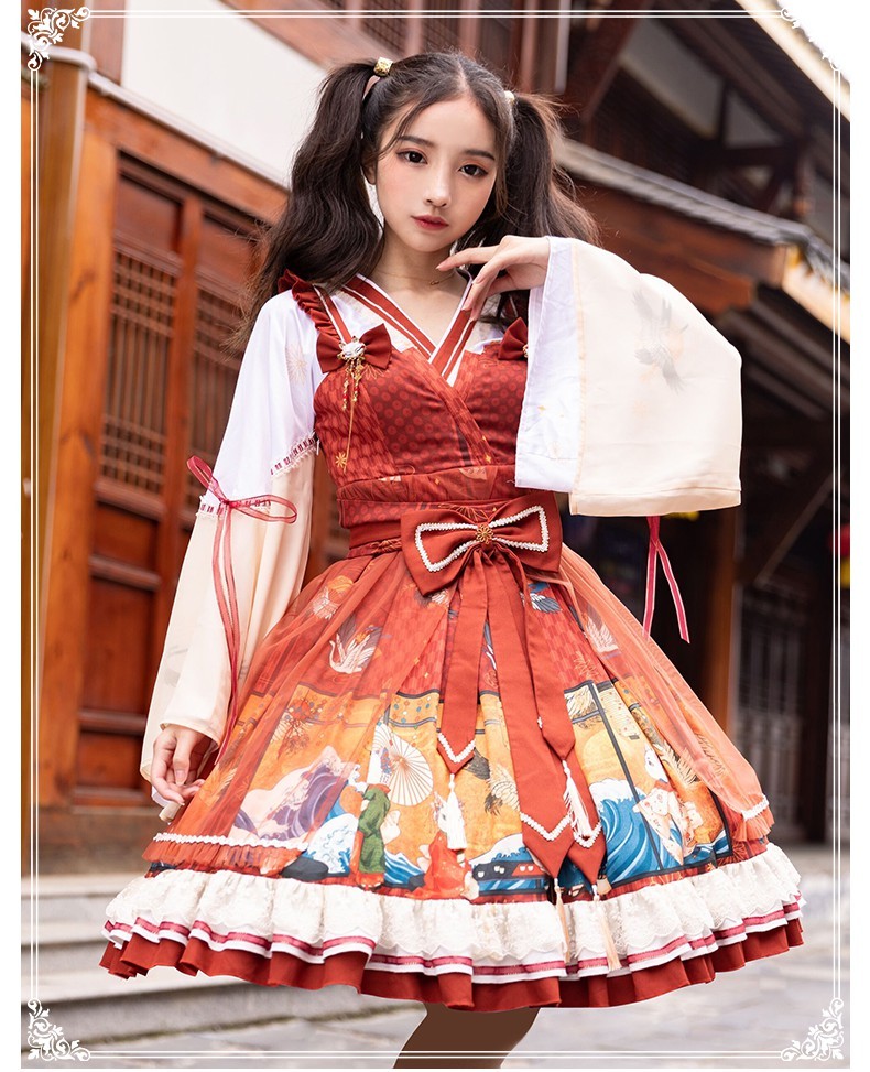 US$ 101.99 - Yinluofu -Fantastic World- Wa Lolita OP Dress -  m.lolitaknot.com