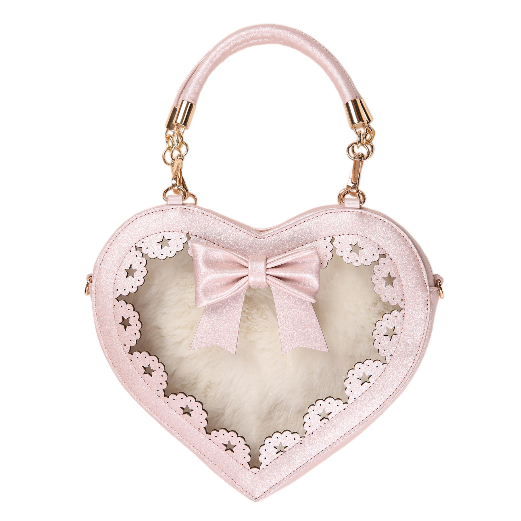 Pink Lolita Heart shaped Crossbody Bag new gold purse