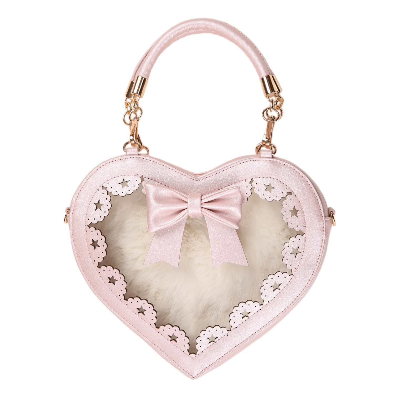 US$ 41.99 - Red Maria - Two Layer Heart Shaped Lolita Crossbody Handbag - www.bagssaleusa.com
