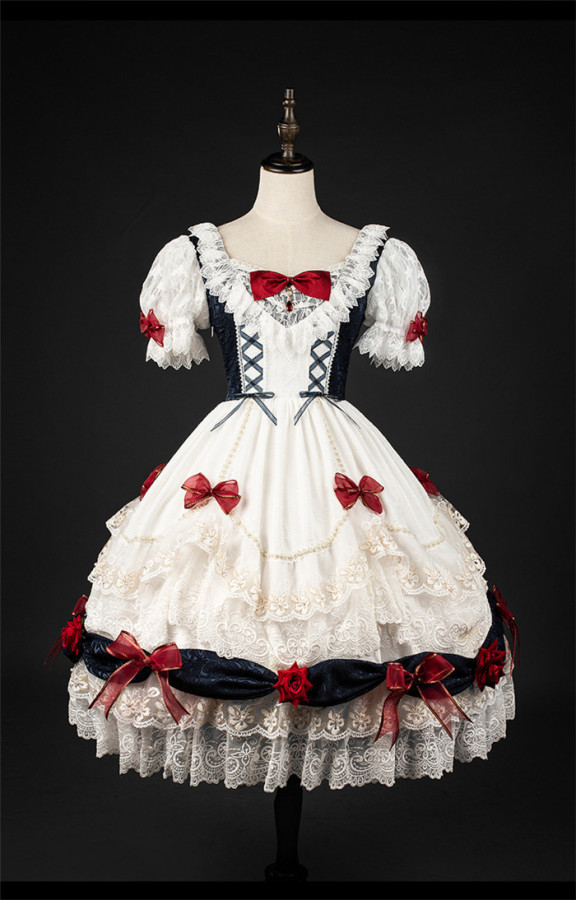 Snow White Princess Lolita OP Dress and Headband Set