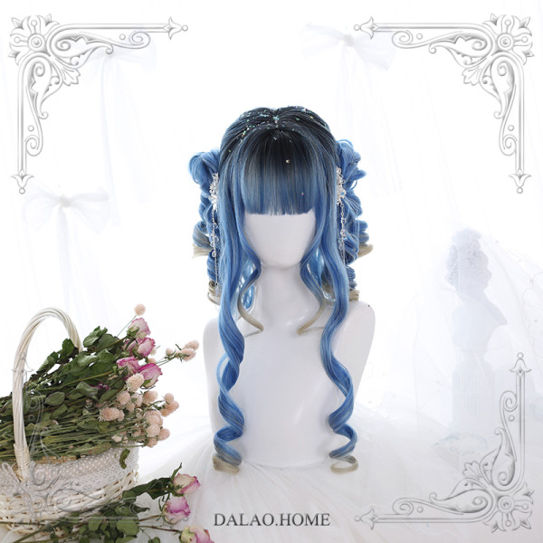 Dalao -Blue Fairy- Curly Blue Long Lolita Wig