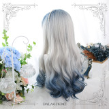 Dalao -Ice Melody- Curly Blue and White Long Lolita Wig