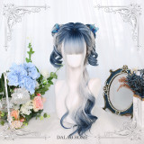 Dalao -Ice Melody- Curly Blue and White Long Lolita Wig