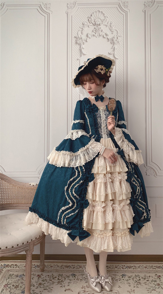 US$ 289.99 - Henrietta -The Romantic- Flare Long Sleeve Vintage Rococo  Lolita OP One Piece Dress - m.lolitaknot.com