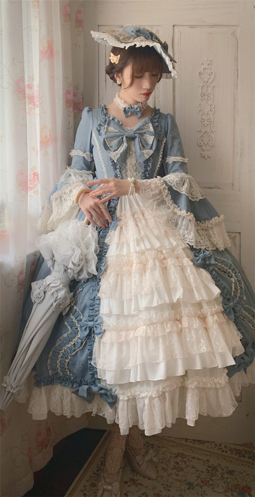 US$ 289.99 - Henrietta -The Romantic- Flare Long Sleeve Vintage Rococo  Lolita OP One Piece Dress - m.lolitaknot.com