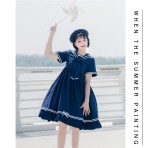 Eieyomi - Sailor Casual Lolita High Waist OP Dress