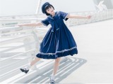Eieyomi - Sailor Casual Lolita High Waist OP Dress