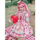 Diamond Honey -Strawberry Picnic- Lolita Headbow and Wristcuffs