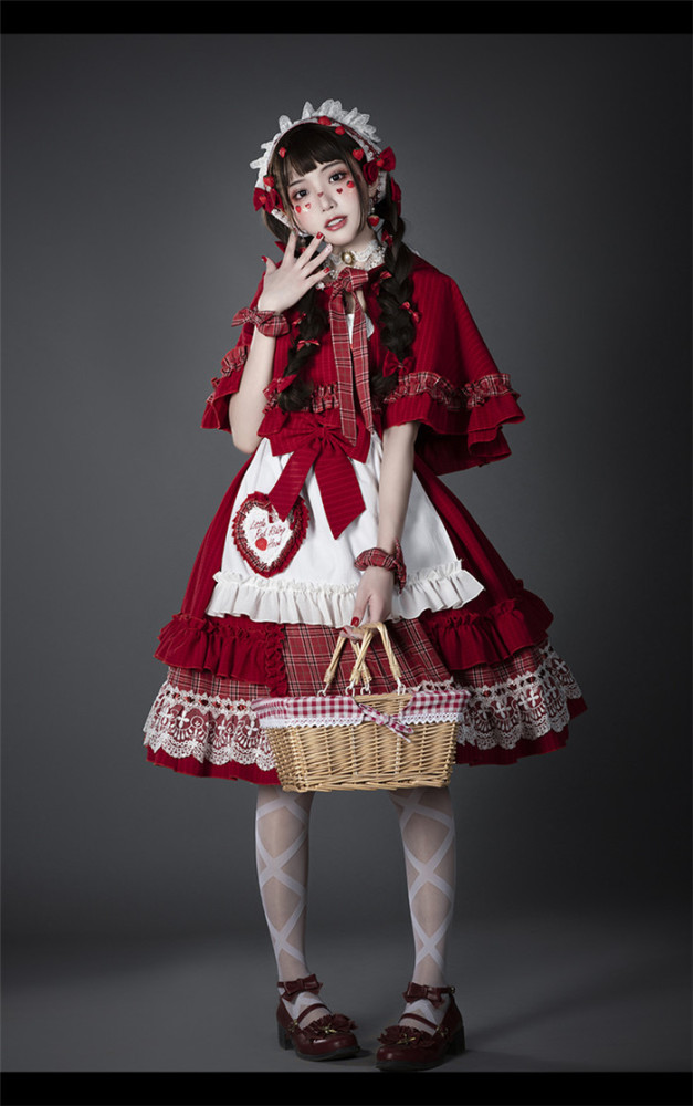 US$ 61.99 - Little Riding Hood Classic Vintage Lolita JSK Dress and Cape - m.lolitaknot.com