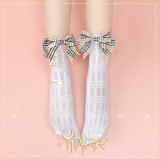 Yidhra - Over Ankle Loliita Net Socks with Checked Bow for Summer