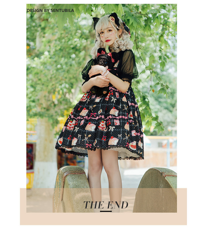 Us 43 99 Strawberry And Cat Sweet Lolita Op Dress M Lolitaknot Com