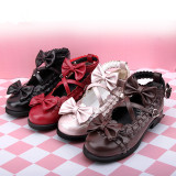 Angelic Imprint - Round Toe Sweet Lolita Flat Shoes with Bows