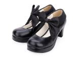 Angelic Imprint - Round Toe Wedge Heel Sweet Lolita Shoes with Big Bow