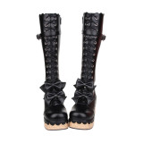 Angelic Imprint - Round Toe Sweet Platform Lolita Boots with Bows