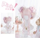 Alice Garden - Rainbow Candy 50cm Long Curly Wavy Pastel Pink Lolita Wig