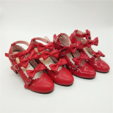 Antaina - Sweet Princess Round Toe Chunky Heel Lolita Shoes with Bows