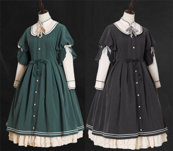 Mystery Maiden Classic Vintage Long Sleeves Lolita OP Dress for Autumn and Winter