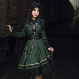 Withpuji -Burning Out- Ouji Military Lolita OP Dress, Cape and Corset Set