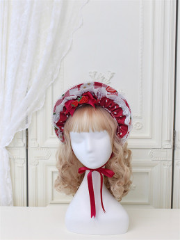 Alice Girl -Strawberry- Sweet Lolita Bonnet