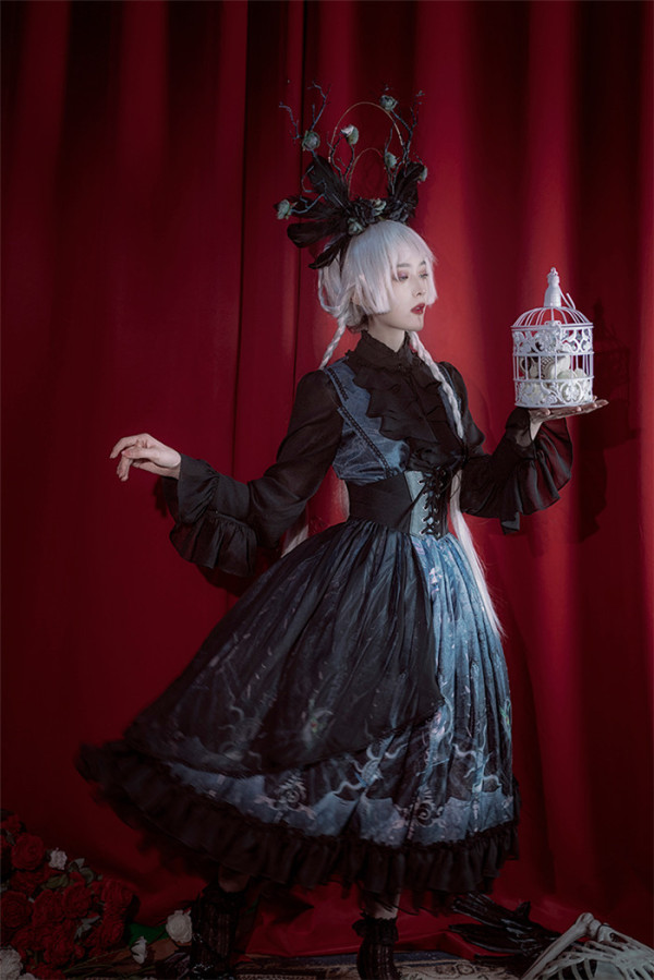 Die Out Gothic Lolita OP Dress and Corset Set
