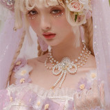 Miss Anne's Tea Party Lolita Bonnet with Veil and Necklace