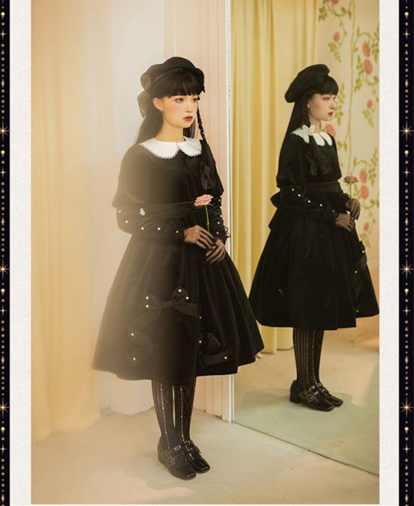 NyaNya -Della- Classic High Waist Lolita OP Dress with Detachable Collar