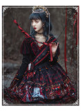 Yinluofu -Heart Queen- Gothic Lolita OP Dress with Body Sash