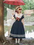 Sailing Route Sailor Lolita OP Dress with Bow Tie