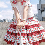 Magic Tea Party -Cherry Tea Party- Sweet Lolita Skirt with Suspender