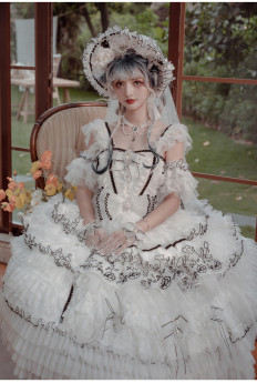 Stars in the Night Tea Party Princess Wedding Lolita JSK Dress with Arm Sleeves