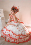 Rose in the Snow Night Tea Party Princess Wedding Lolita JSK Dress with Arm Sleeves