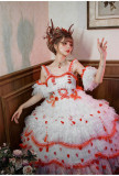 Rose in the Snow Night Tea Party Princess Wedding Lolita JSK Dress with Arm Sleeves