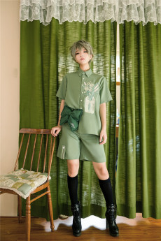 Princess Chronicles -Limited Blossom- Ouji Lolita Embroidery Green Blouse, Shorts and Waistband