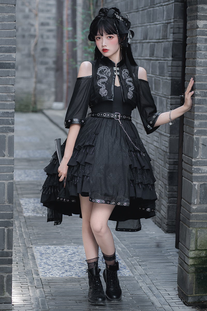US$ 10.99 - CatHighness - Black Dragon- Qi Lolita Dress and Hairclip ...