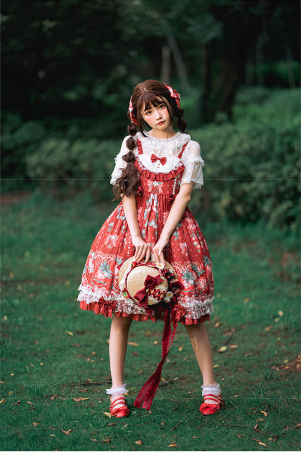 Baduoni -Strawberry Garden Story- Sweet Lolita JSK and Hairclips