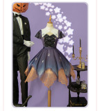 Night Witch and Pumpkin Witch Halloween Gothic Lolita JSK and Detachable Collar Set