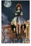 Night Witch and Pumpkin Witch Halloween Gothic Lolita JSK and Detachable Collar Set