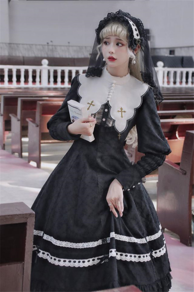 little black dress plus size Dark In Love Womens Gothic Lolita Bleeding Cross Mini Dress main image 0