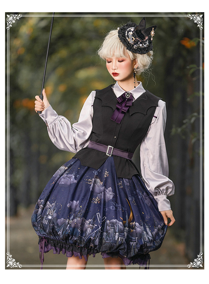 US$ 34.99 - Halloween Witch Town Gothic Lolita Skirt, Blouse and Vest -  m.lolitaknot.com