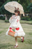 To Alice -Milk Tea Rabbit- Sweet Strawberry Lolita OP Dress and Hat for Winter